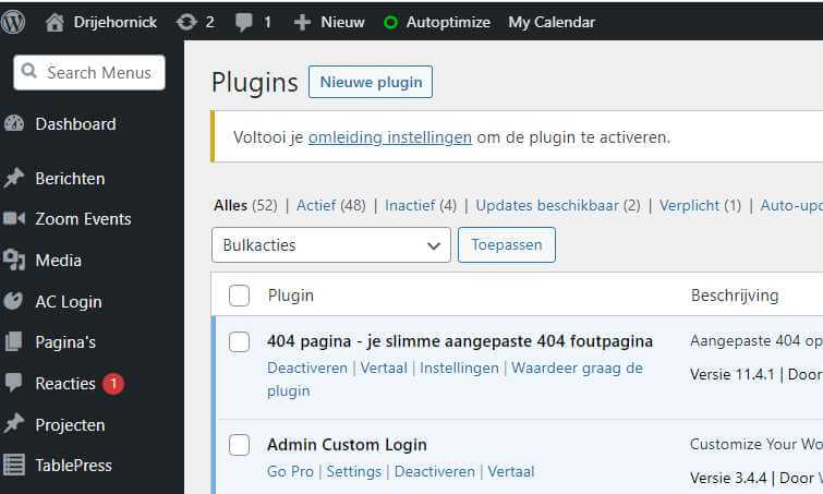 Updaten van DIVI en Plugins